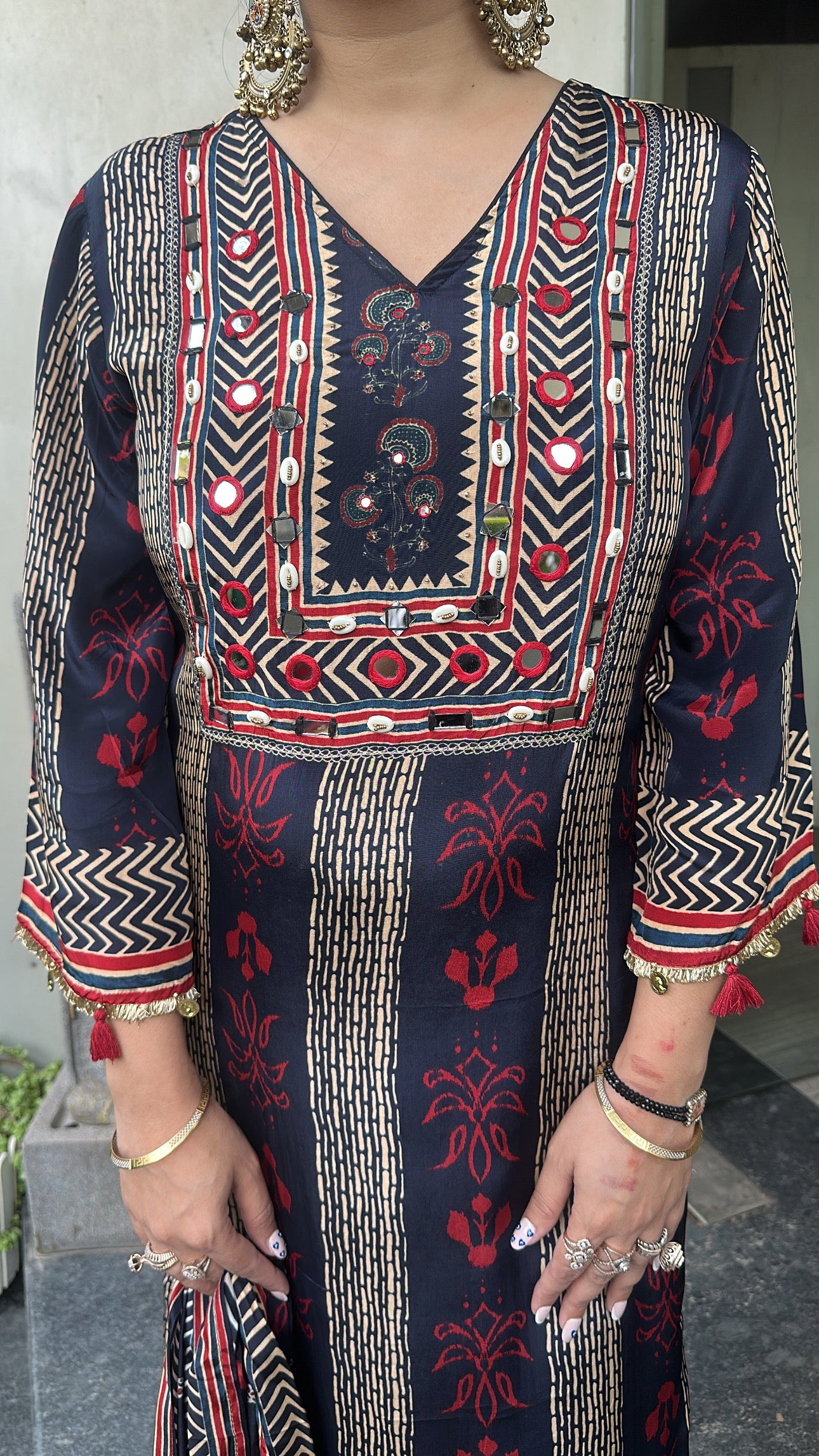 TikTok Navy Blue Digital Long Designer Suit