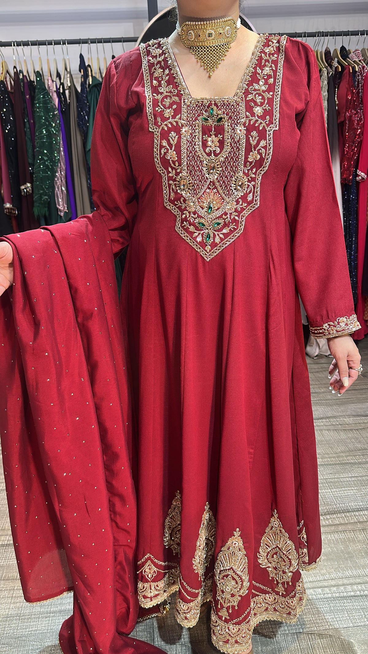 Glampitara Mahroon Handwork Designer Anarkali Suit