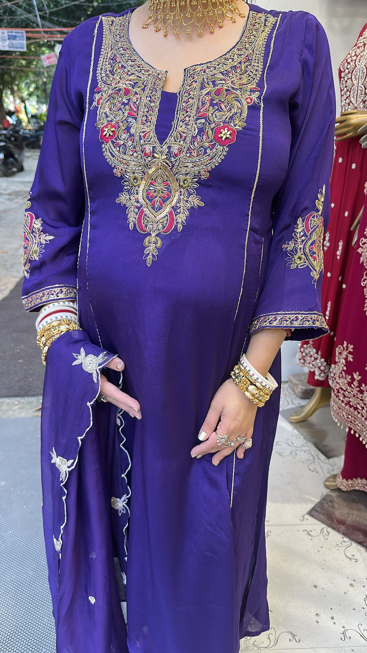 Darbar purple A-Line Designer Suit