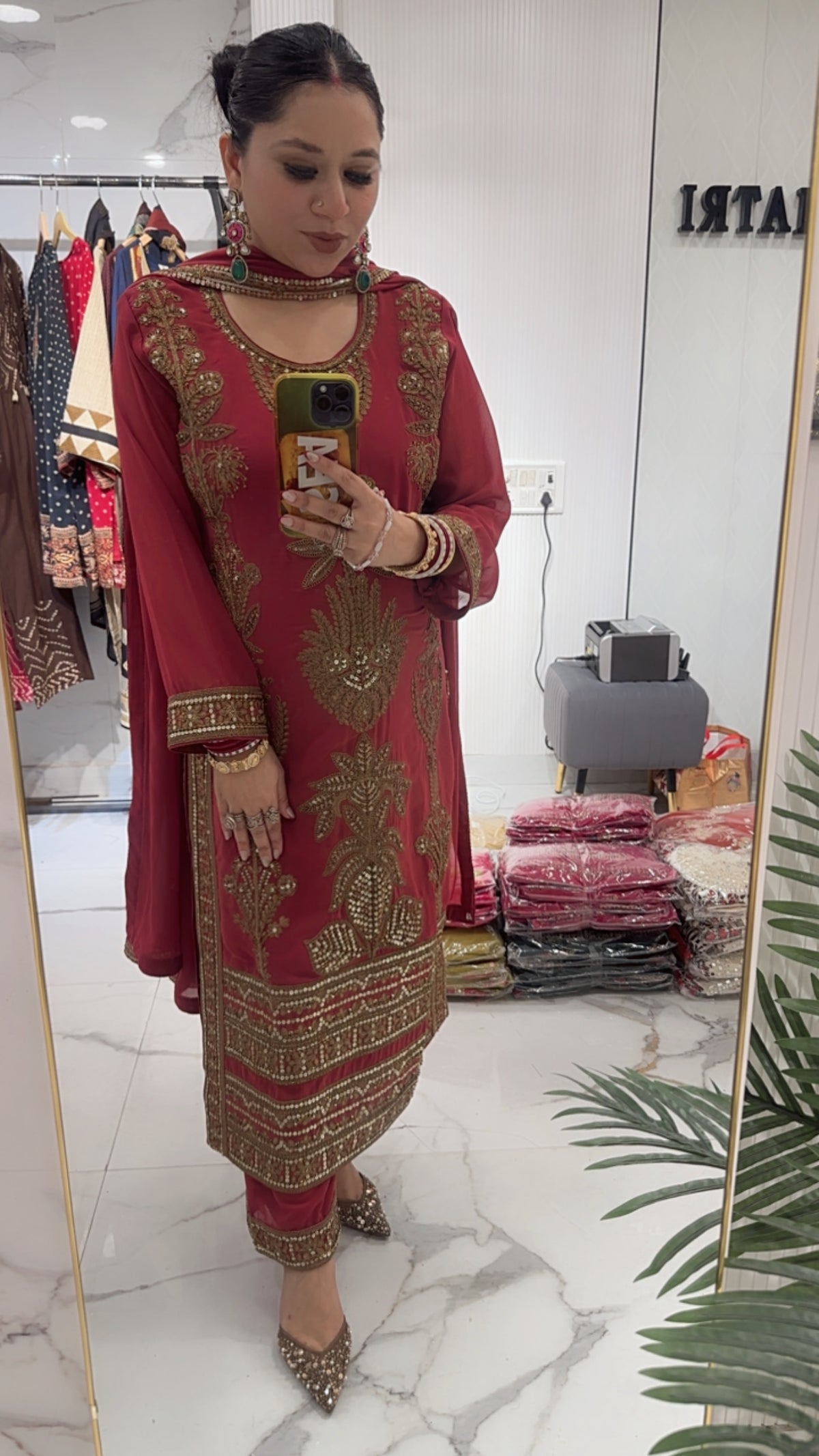 Rasbhari Onion pink Handwork Designer Pakistani Suit