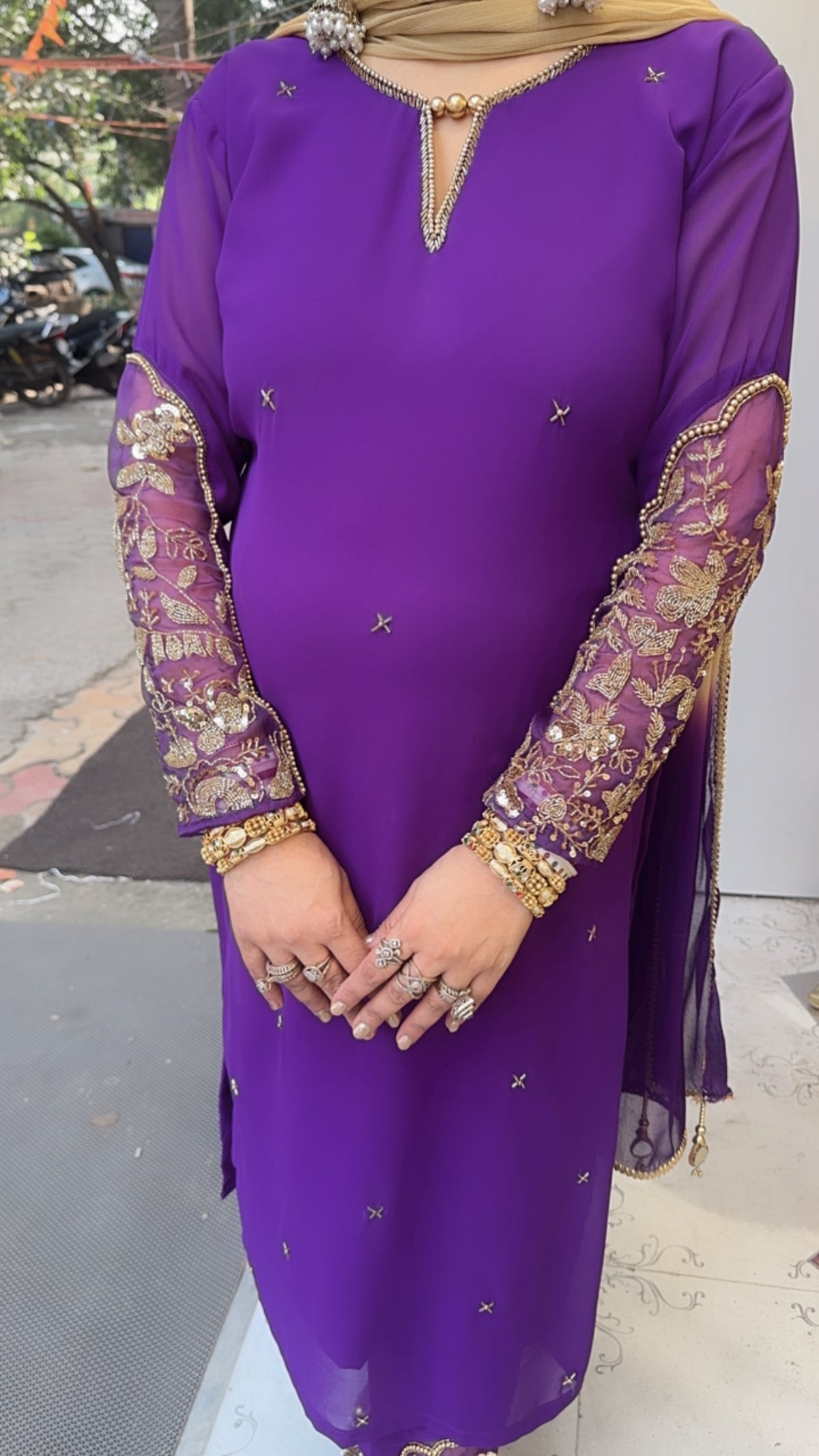 Muhurat purple Handwork Designer Suit