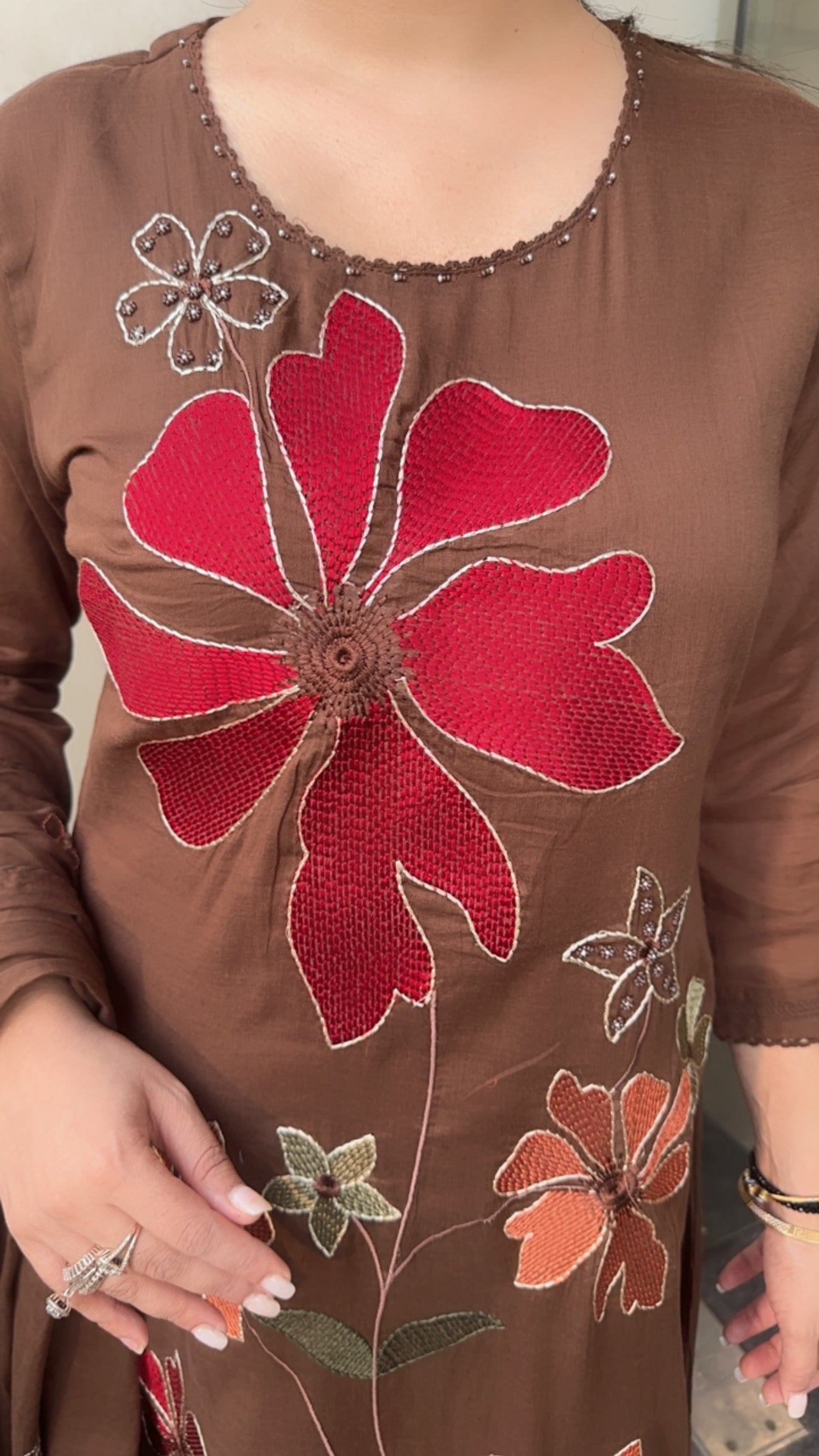 Aysha Brown Aline Cotton Designer Suit