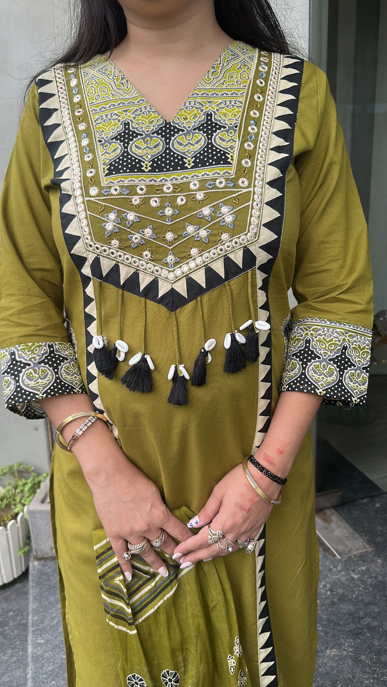 Bindi lime Tassel Designer Cotton suit