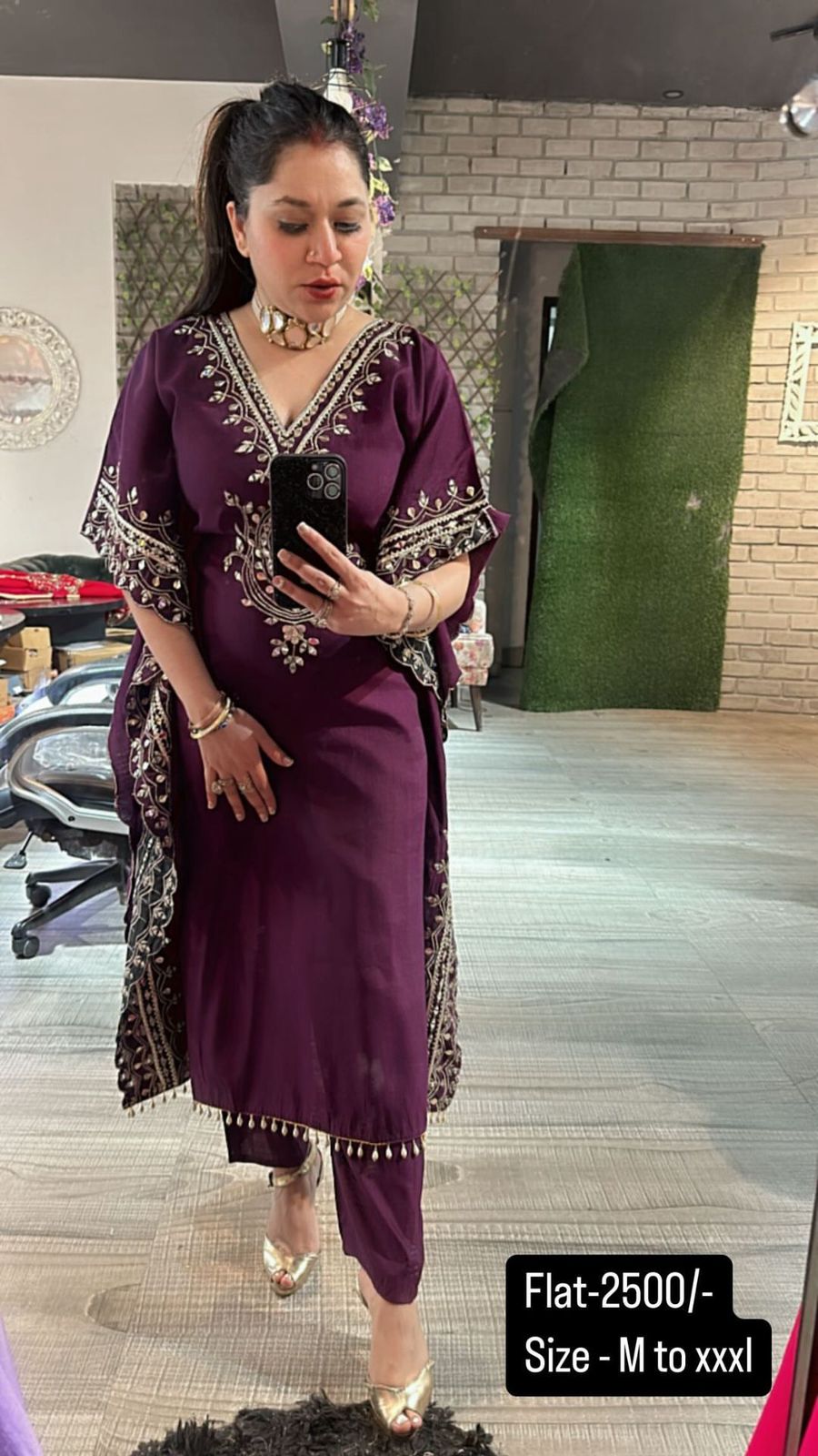 Pati work kaftan 2pc