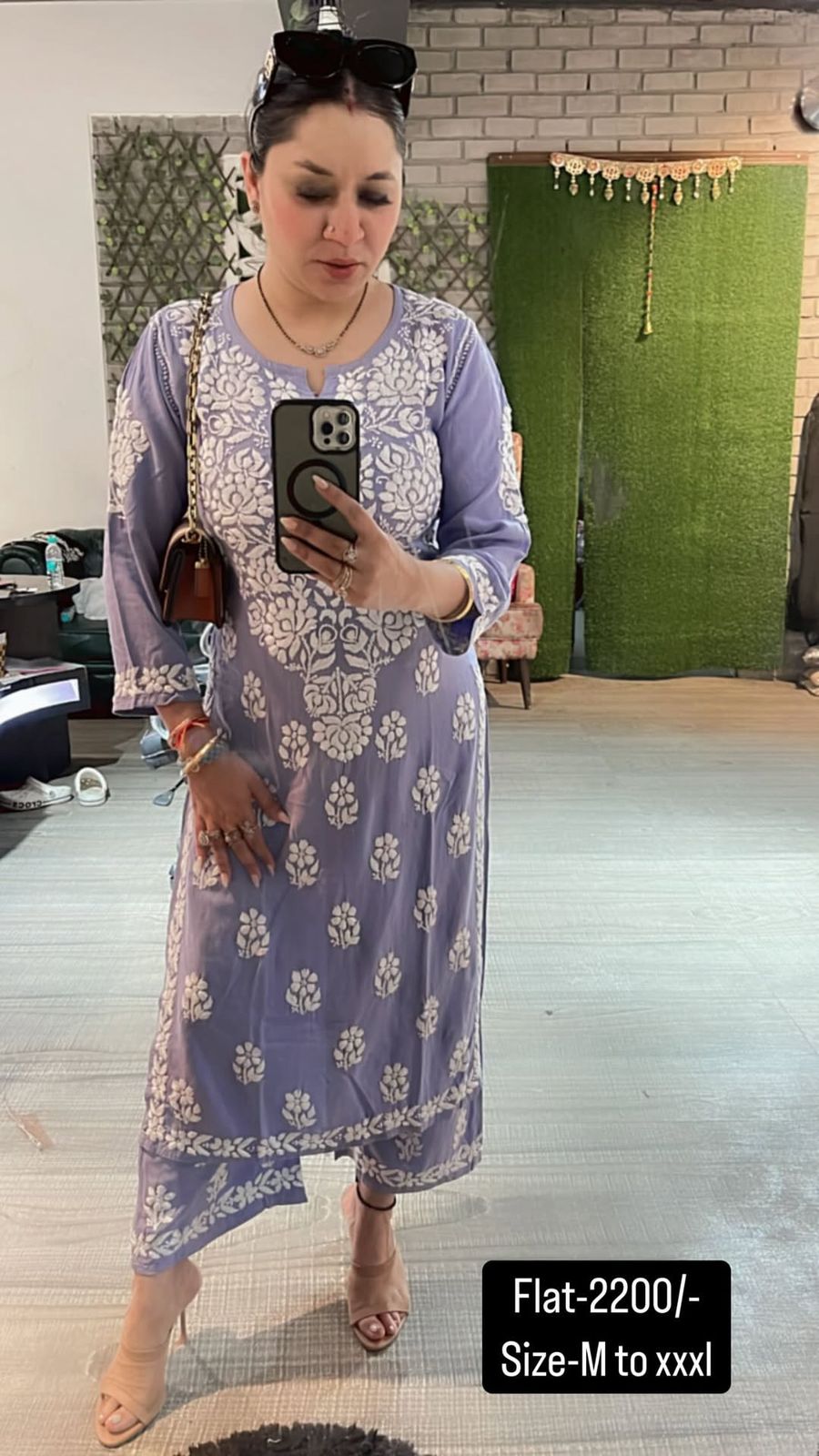 Powder Blue Chikankari Kurta Set 2pc