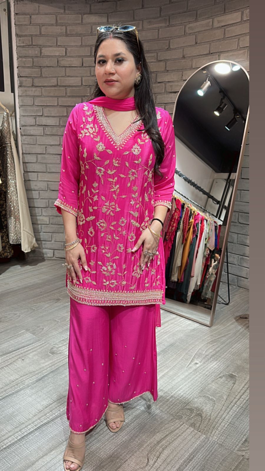 Kheer fushia pink katdana suit