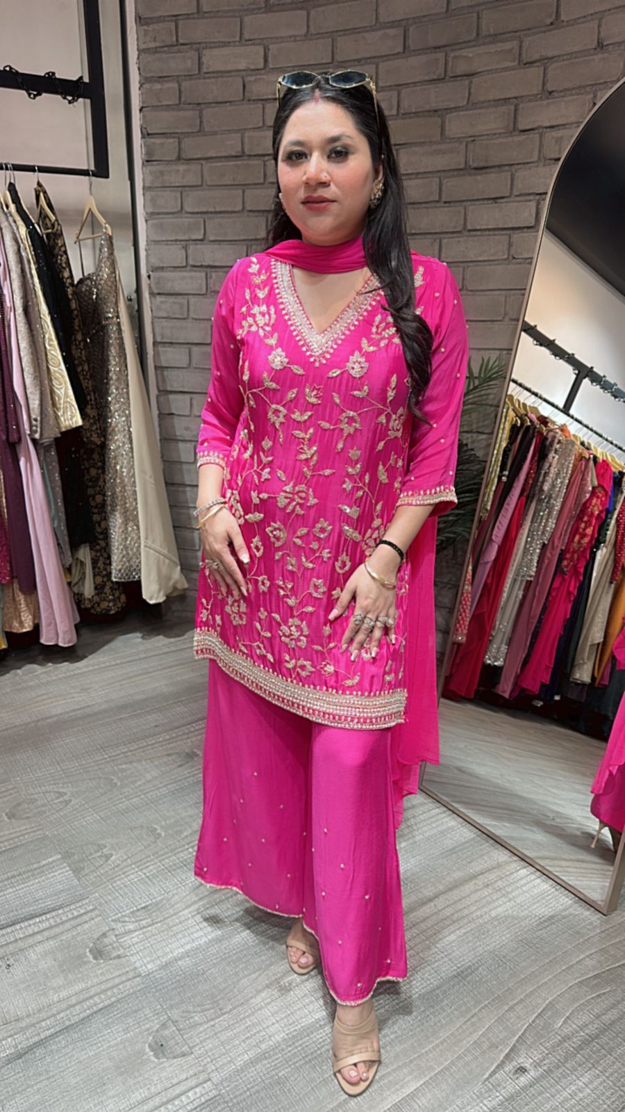Kheer fushia pink katdana suit