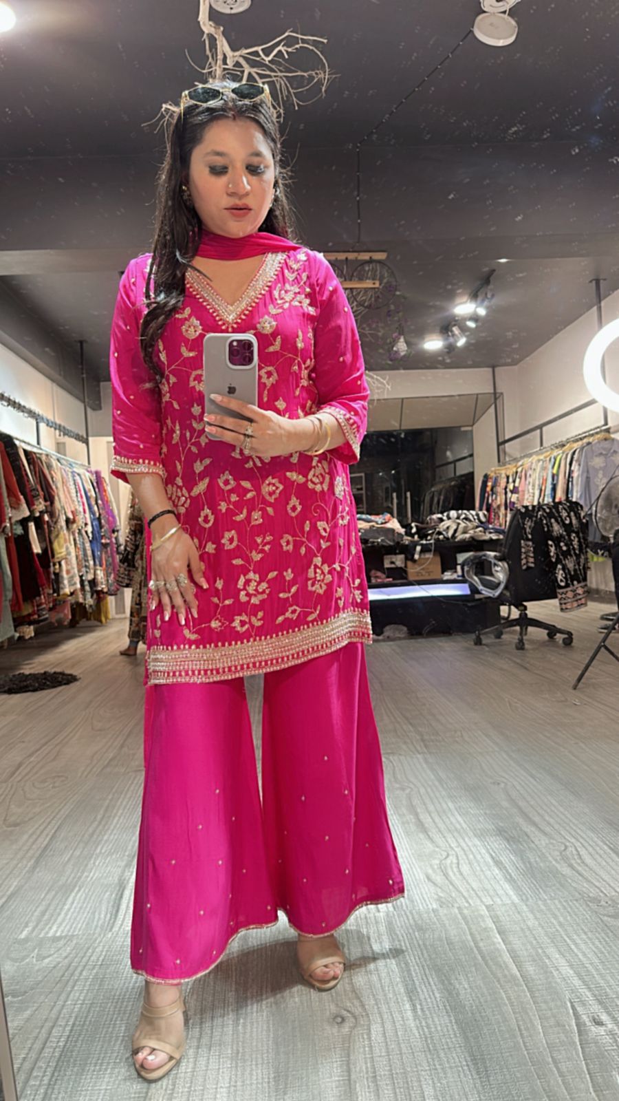 Kheer fushia pink katdana suit