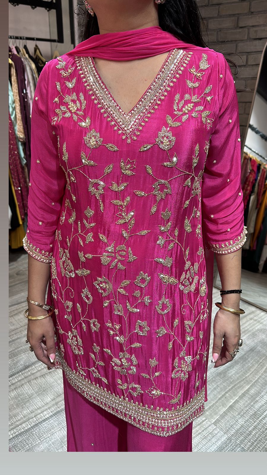 Kheer fushia pink katdana suit