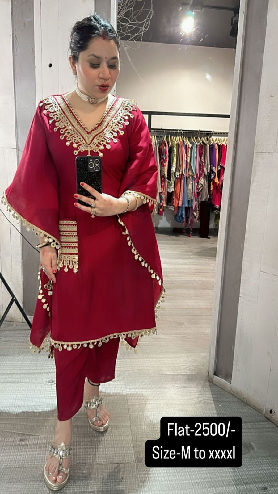 Mirror work kaftan style