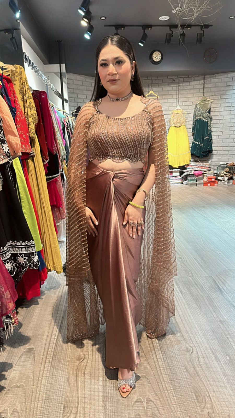 Embroidered Cape Dhoti style 2pc