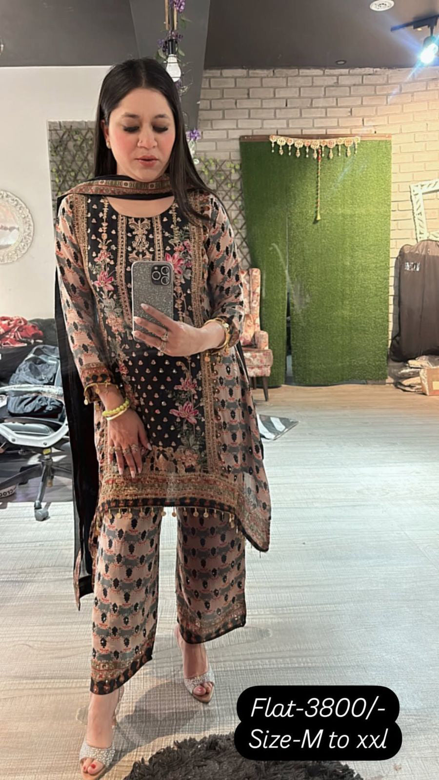 C-cut printed suit 3pc