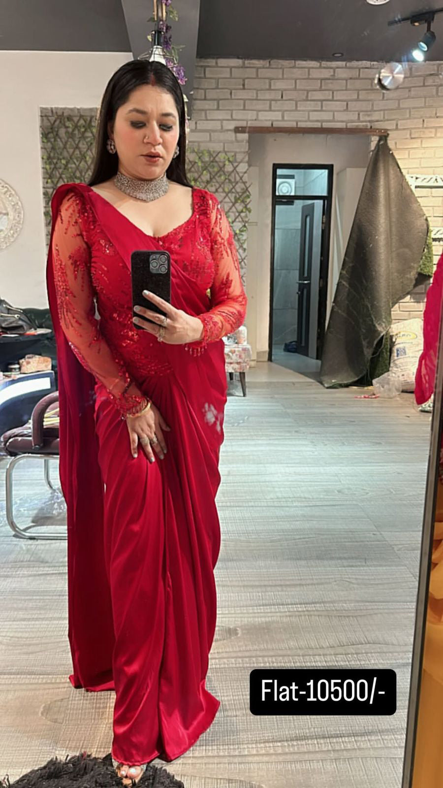 Long blouse Designer saree 2pc