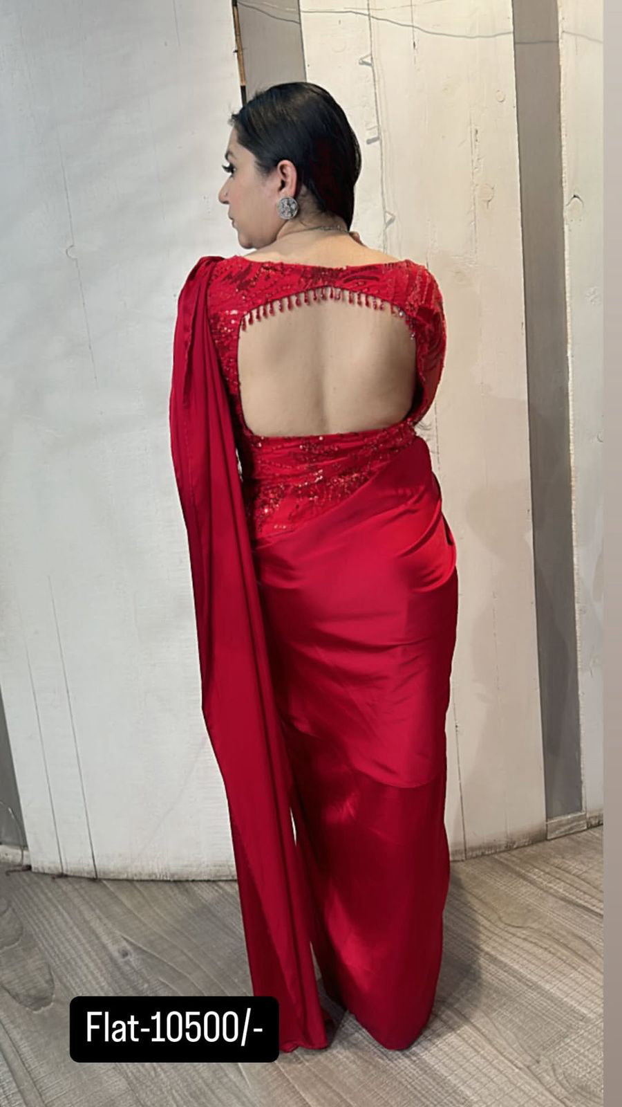 Long blouse Designer saree 2pc