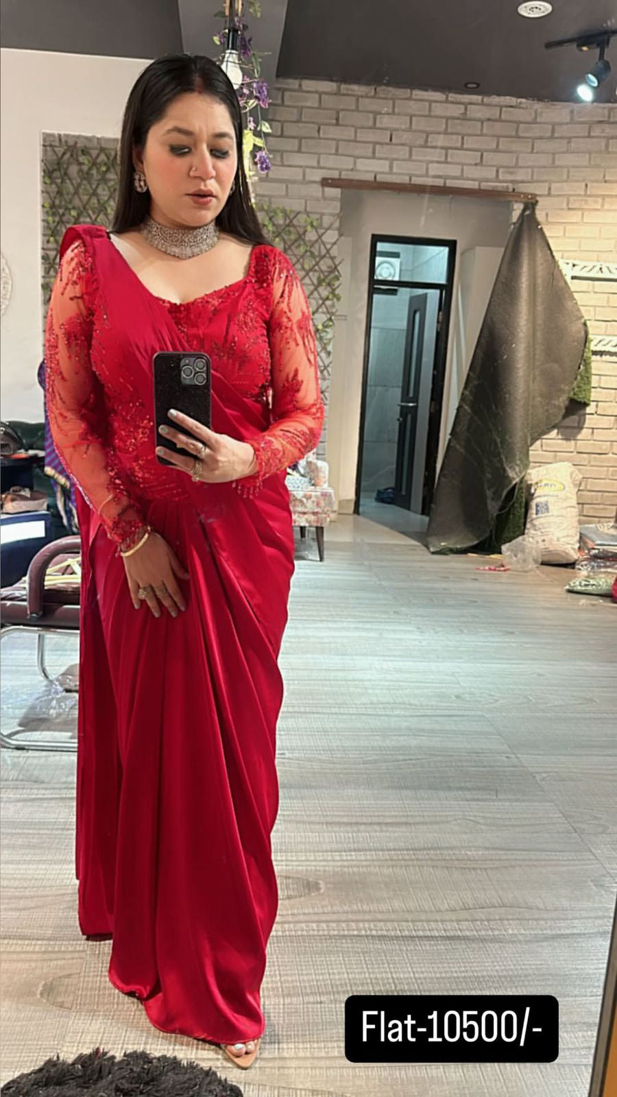 Long blouse Designer saree 2pc