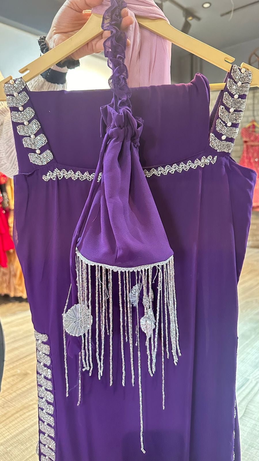 Purple Katdana Potli suit 4pc
