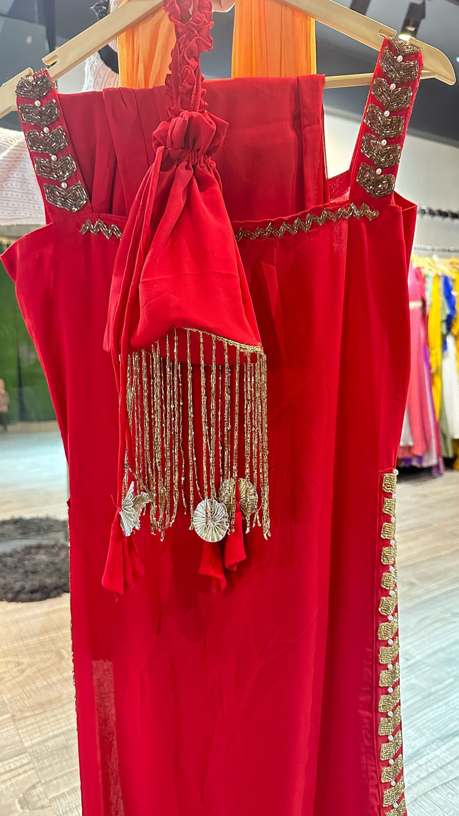 Red Katdana Potli suit 4pc