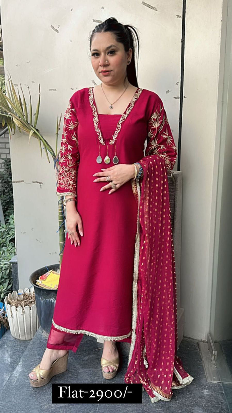 Foshia Pink Kanjak suit 3pcs