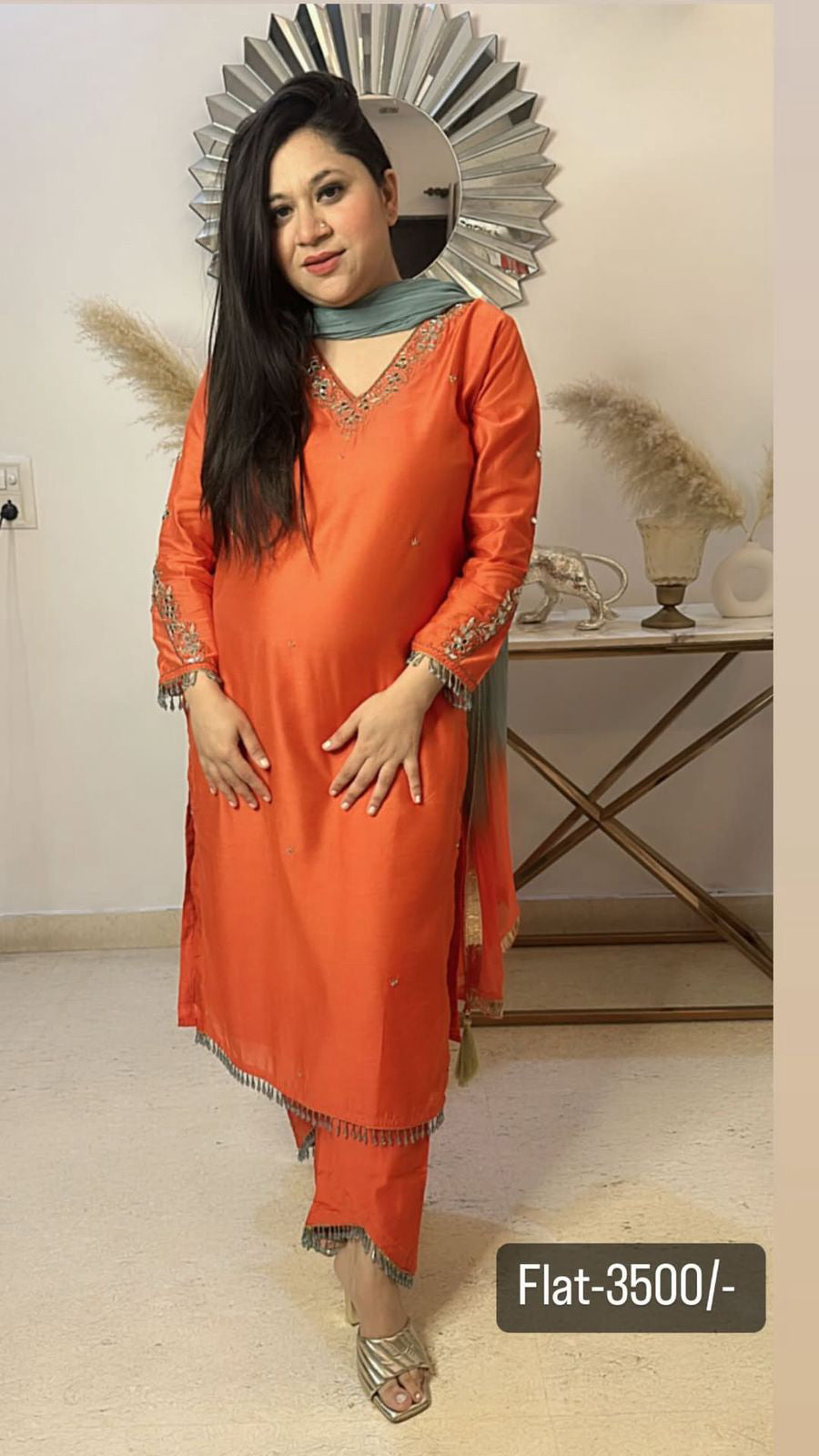 Orange Ombré katdana suit 3pcs