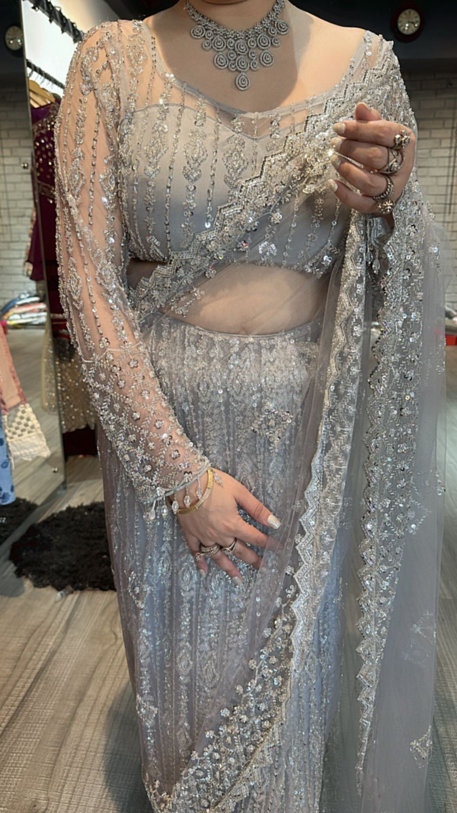 Heavy katdana Draped saree style