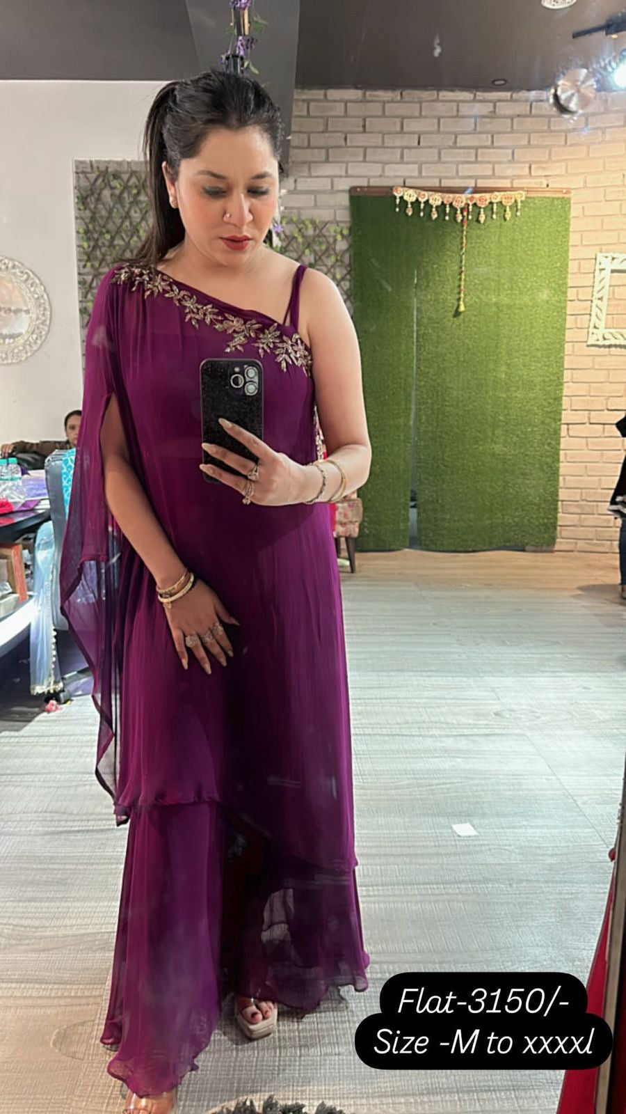 Karishma one shoulder cape style 3pc