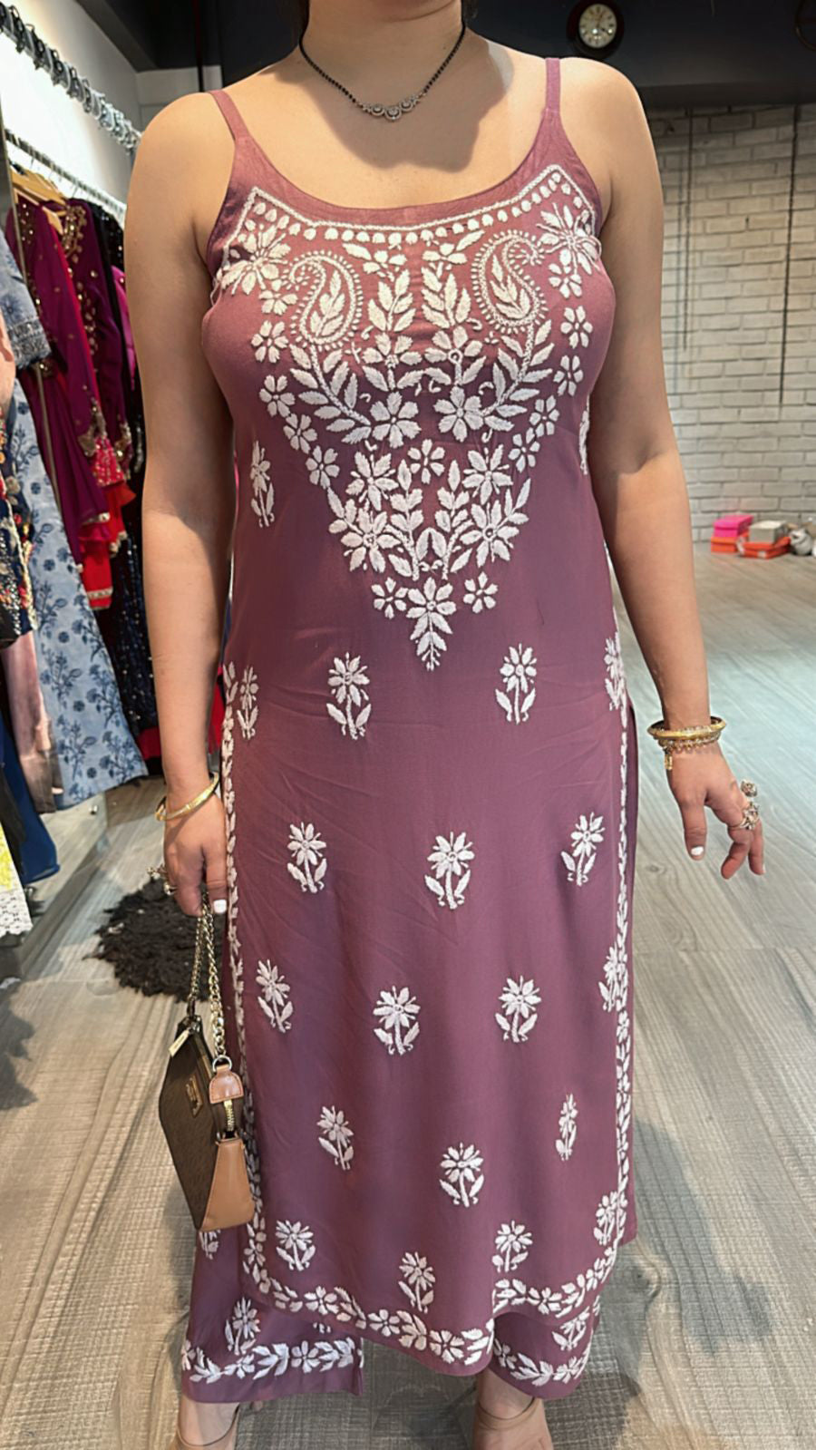 Chikankari Strappy kurta set 2pc