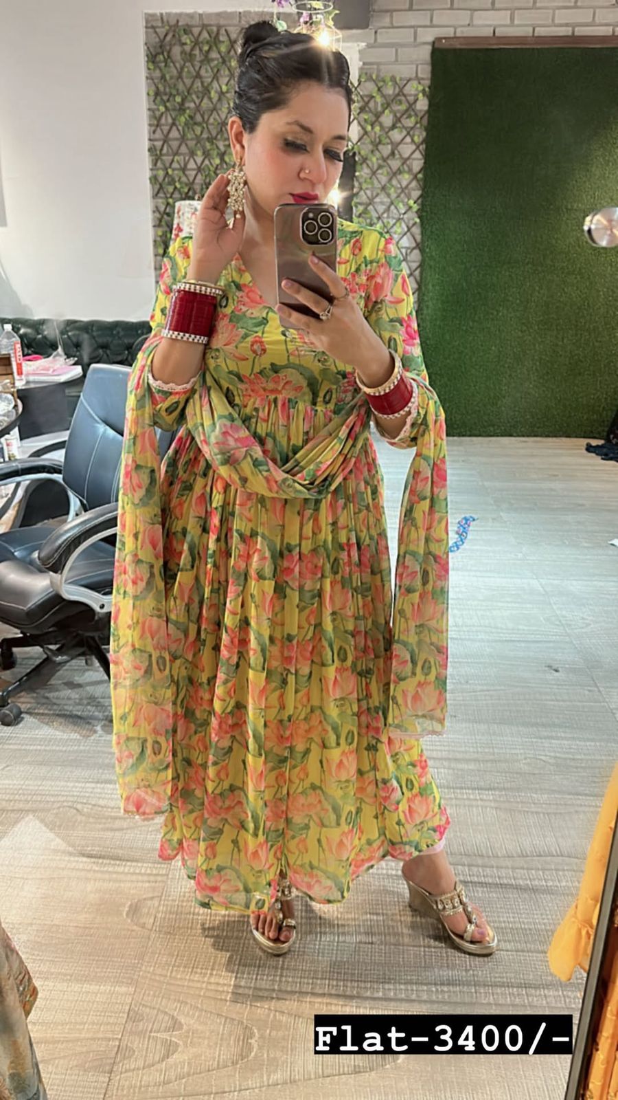 Lotus Printed Anarkali suit