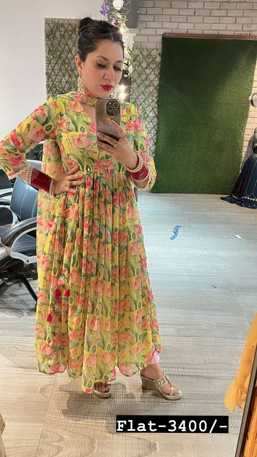 Lotus Printed Anarkali suit