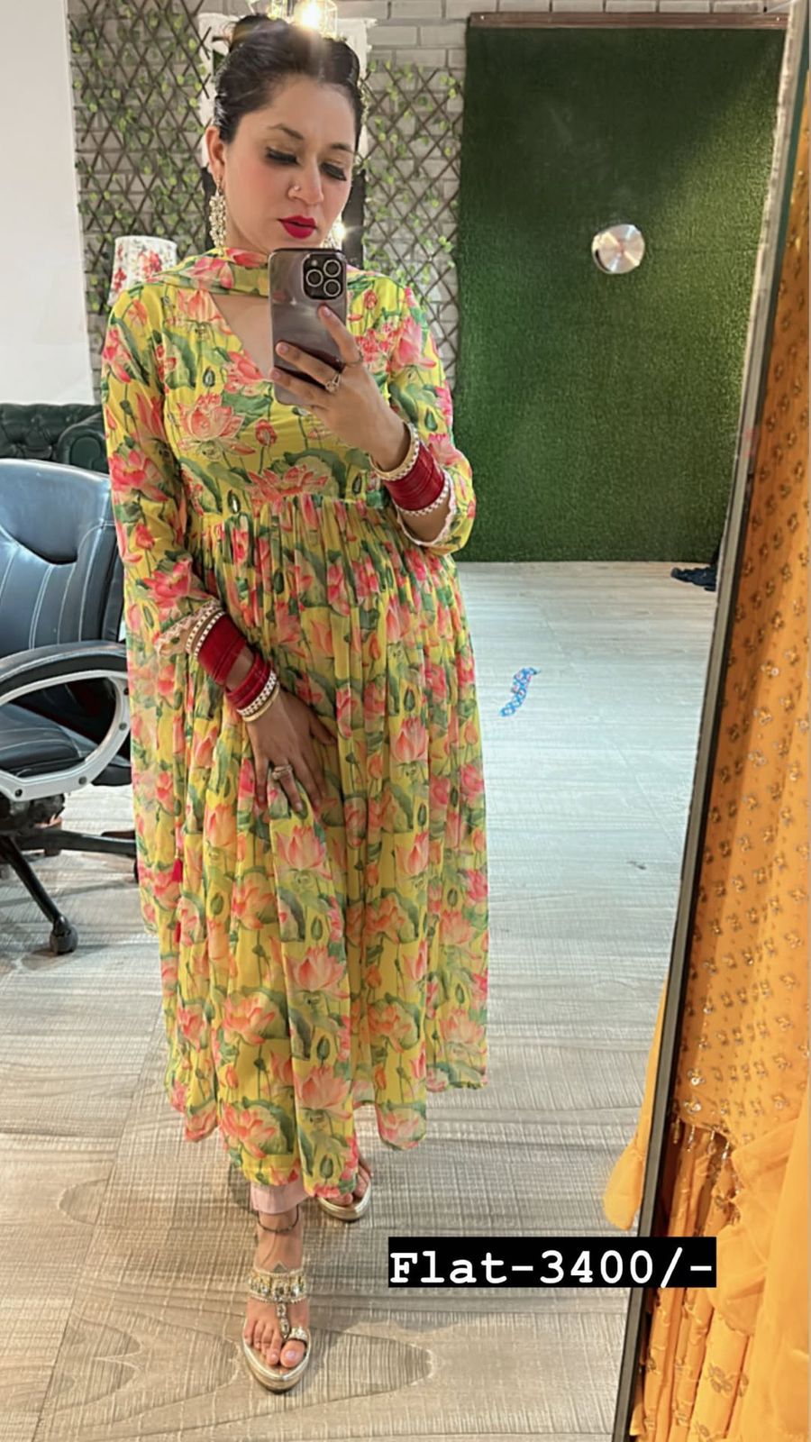 Lotus Printed Anarkali suit
