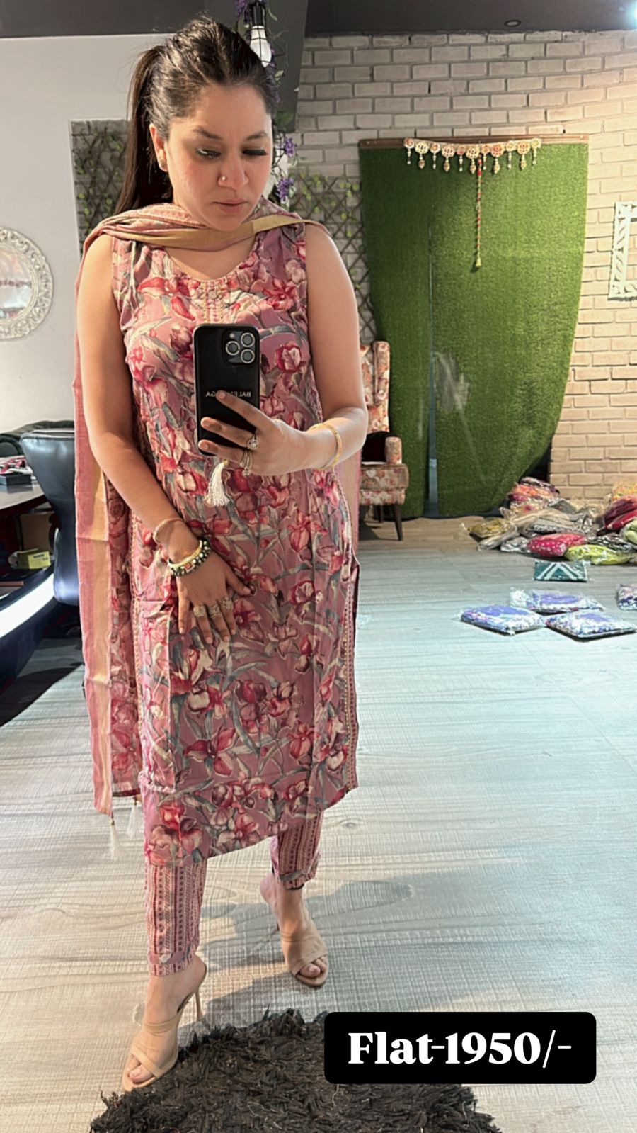 Onion pink flower cotton suit