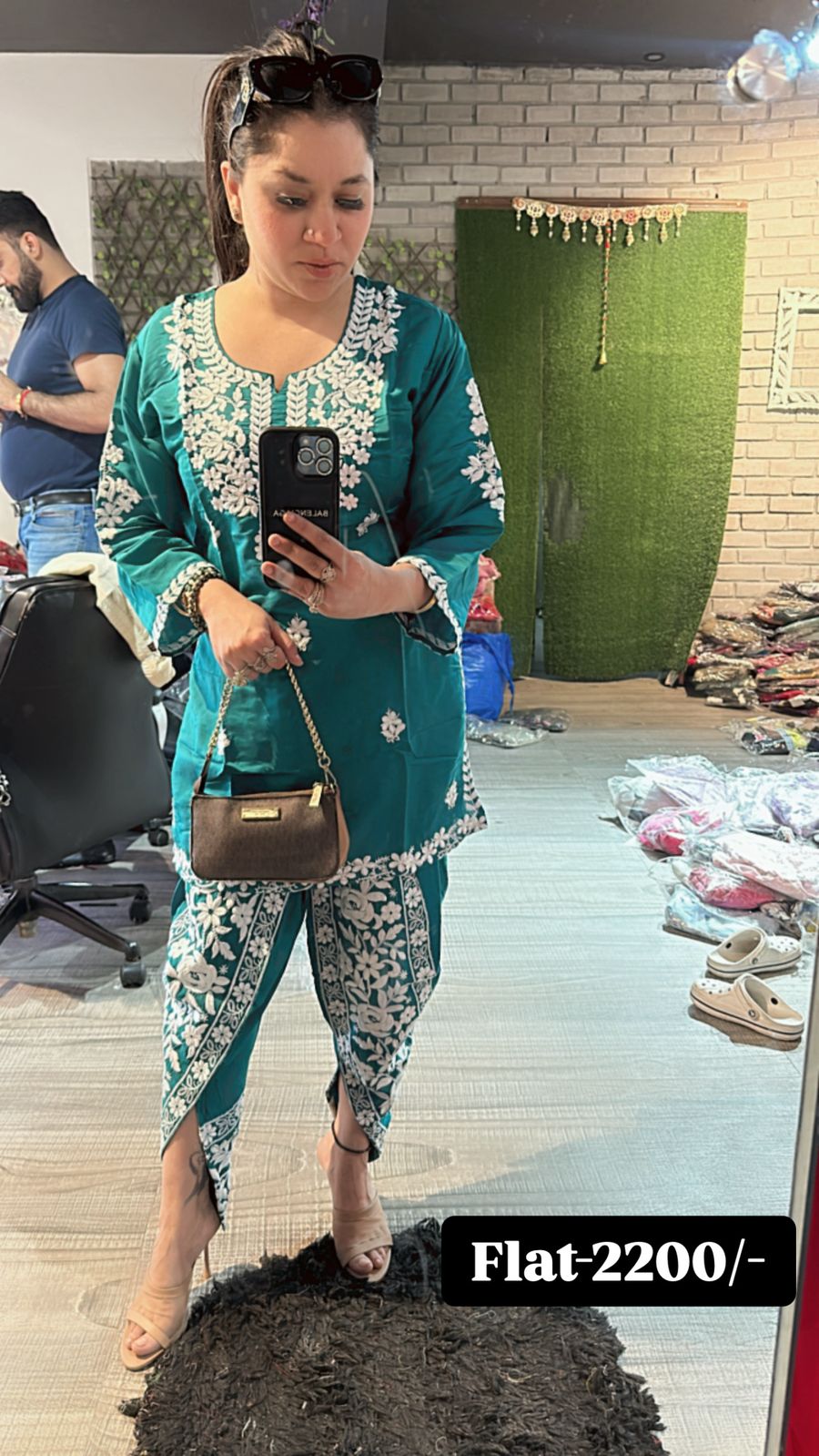 Teal Blue Dhoti cordset