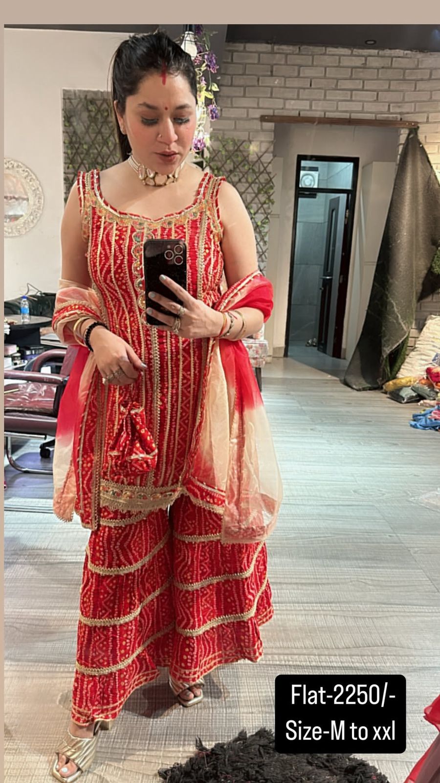 Bandani Red sharara style