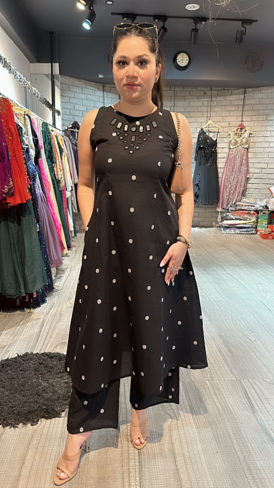 Anjum Black polka Mirror cordset