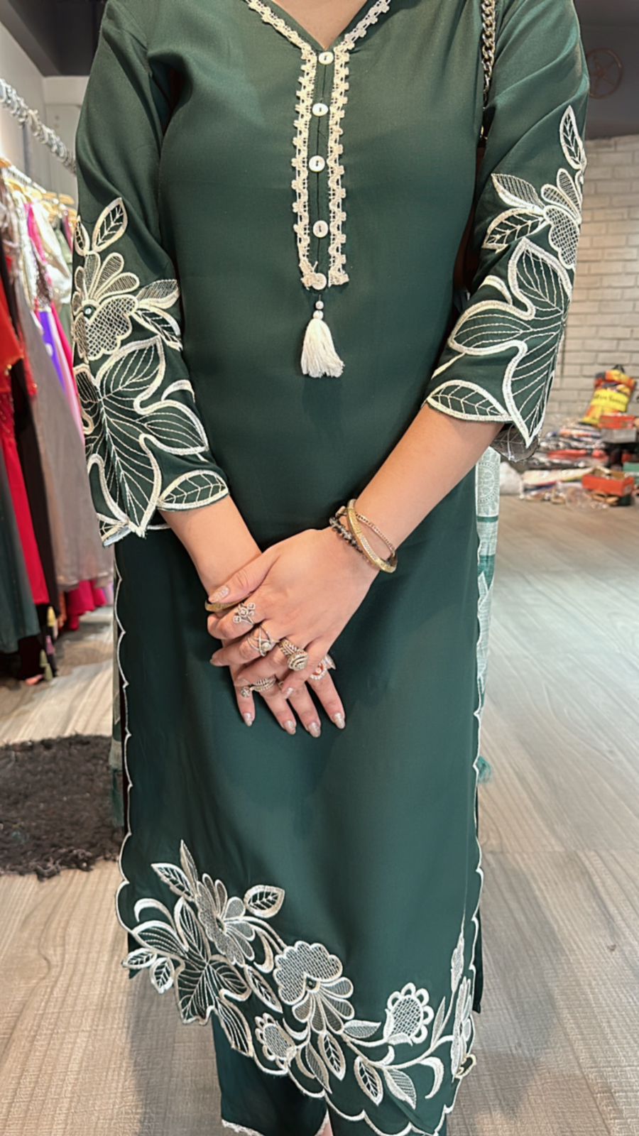 Zuri Bottel Green Pakistani suit
