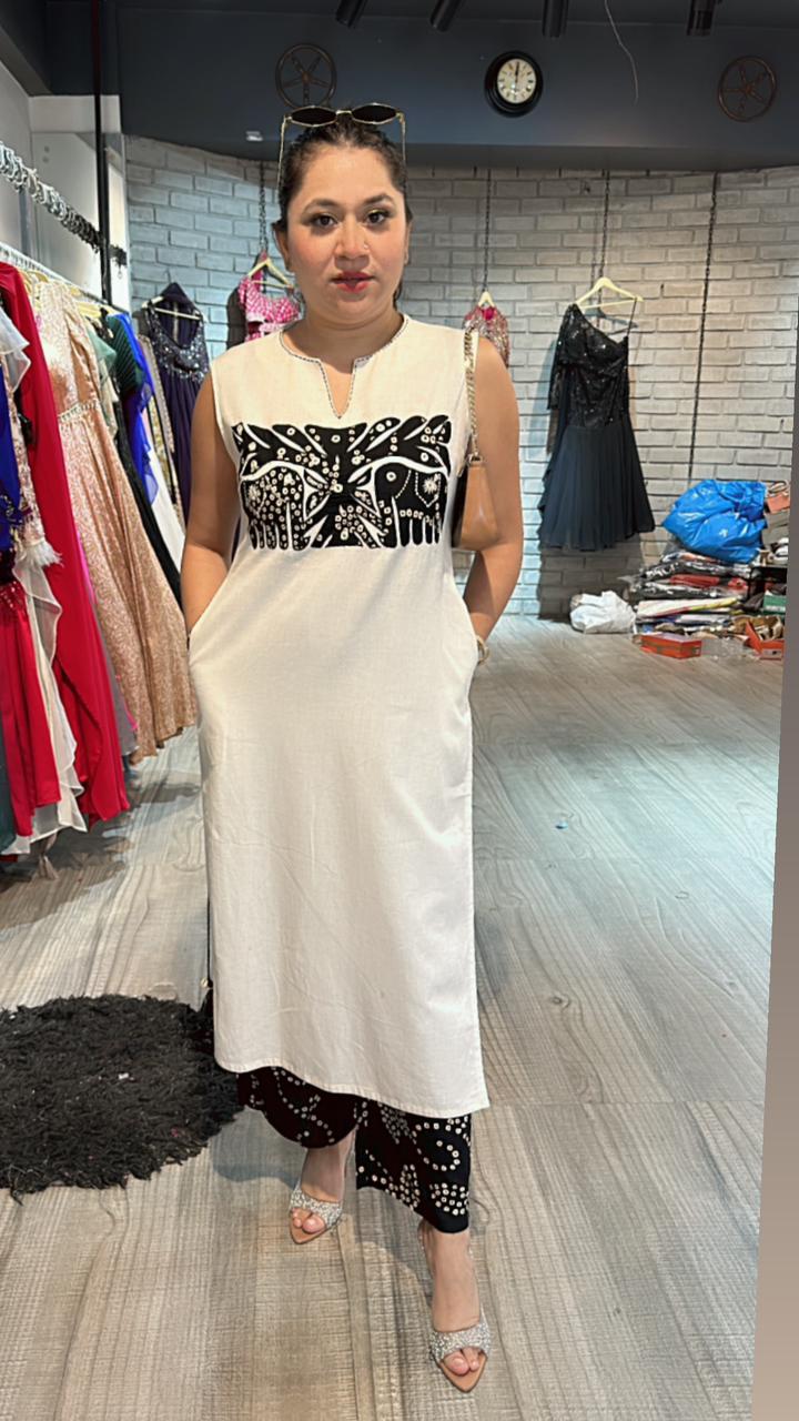 Bandhani ivory Black cordset