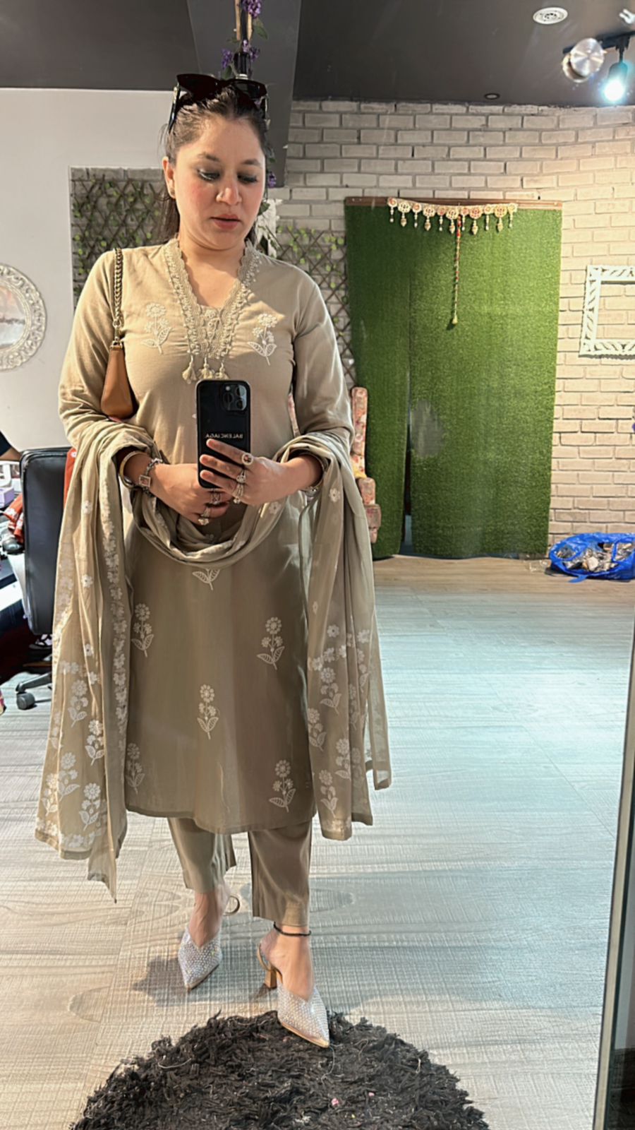 Saira Beige Thread work suit