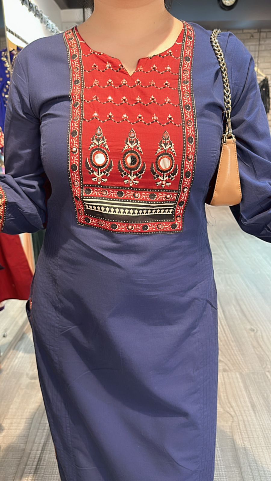 Johri mirror block pink suit
