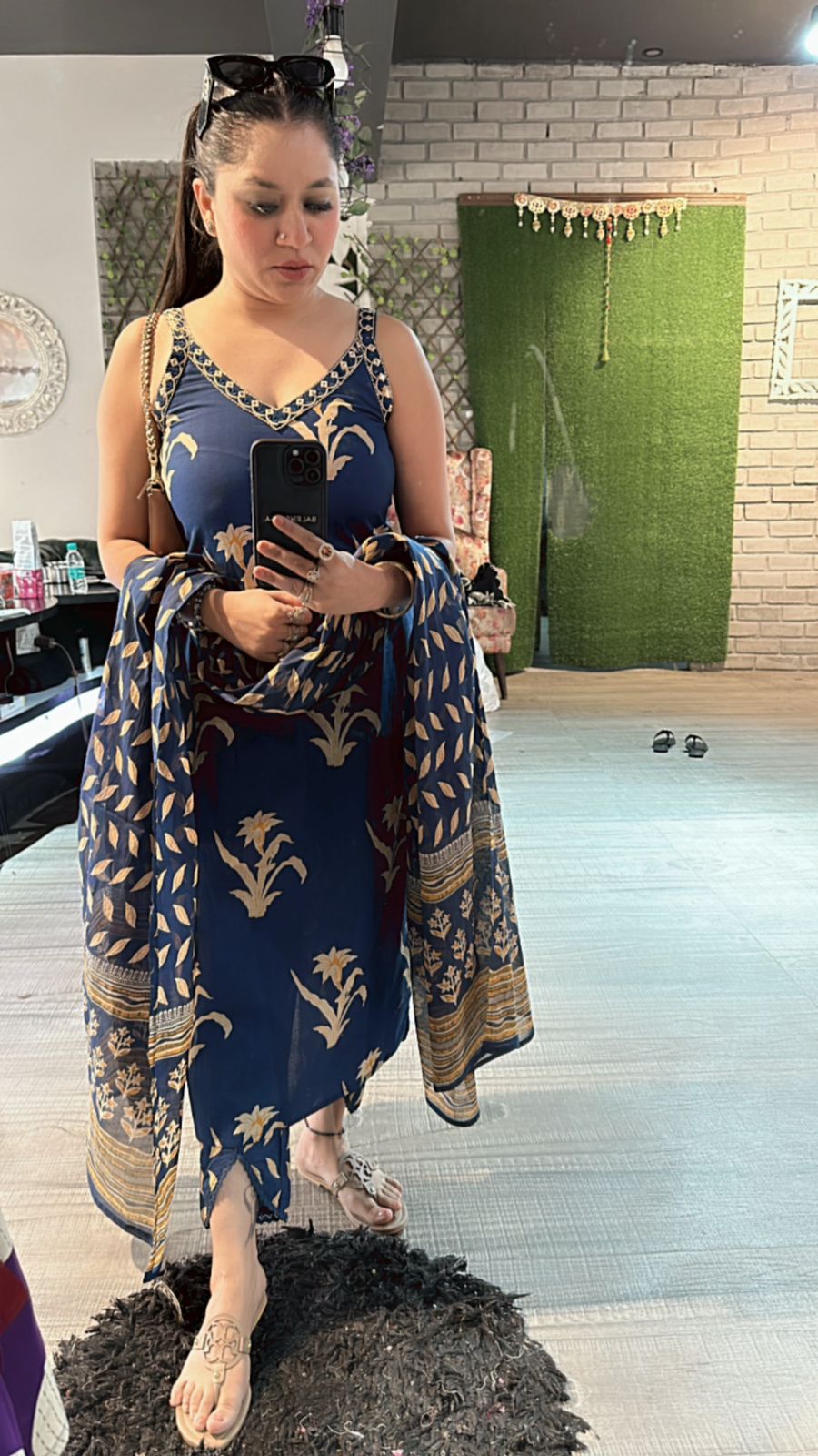 Deepika Strapy electric Blue suit