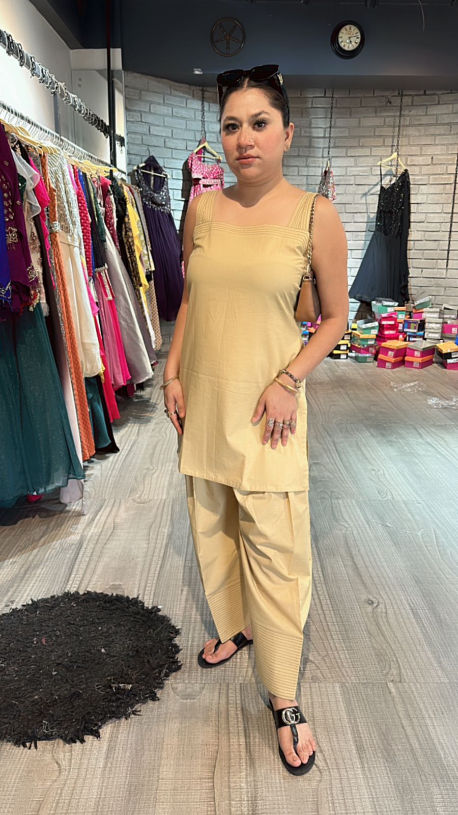 Beige Farsi salwar kurta set