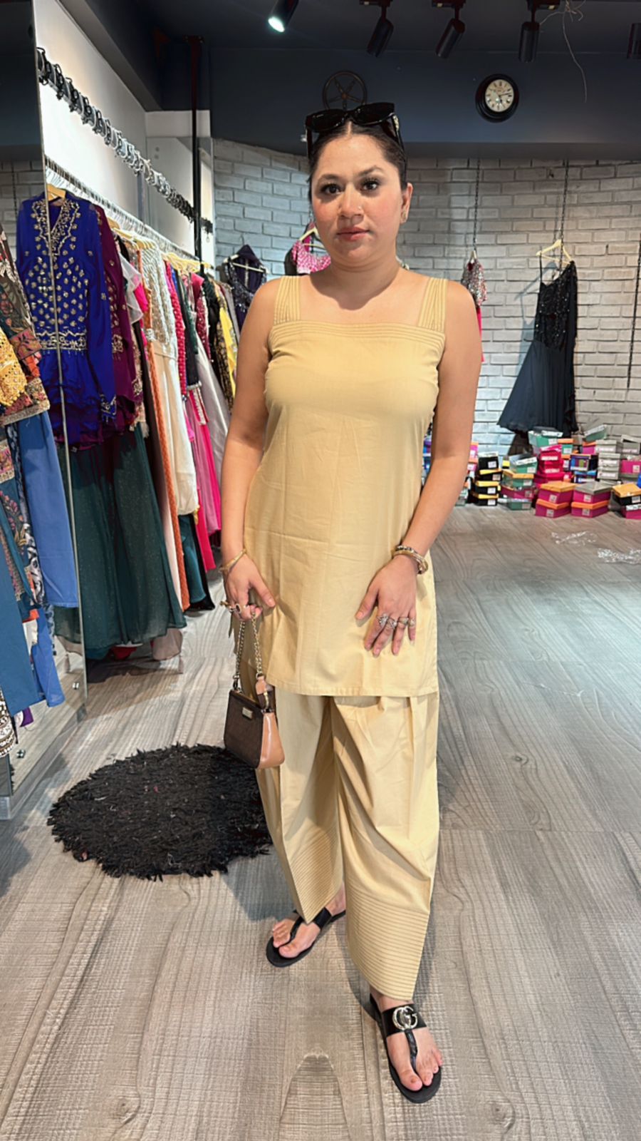 Beige Farsi salwar kurta set