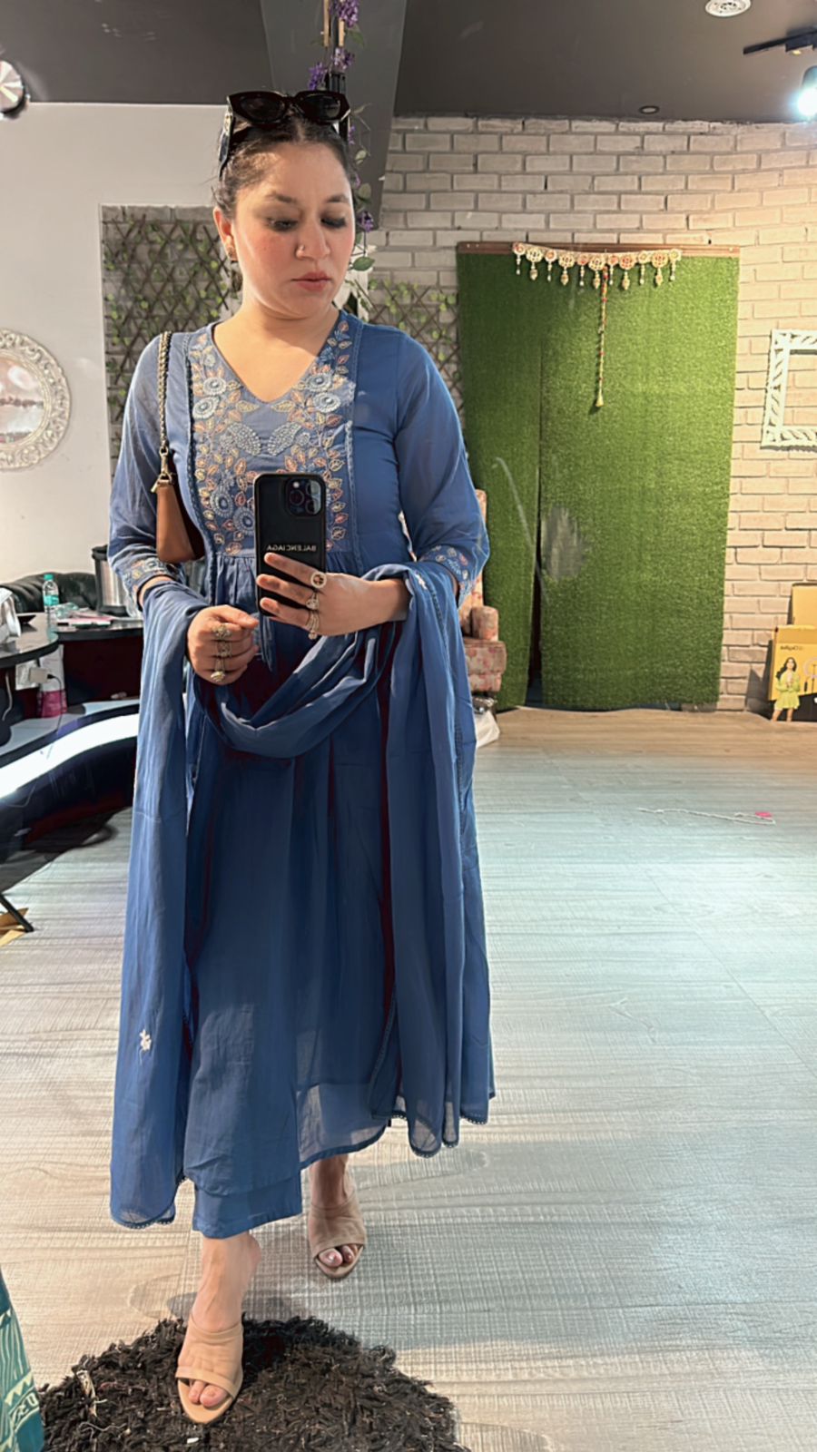 Nila Emb flower Anarkali
