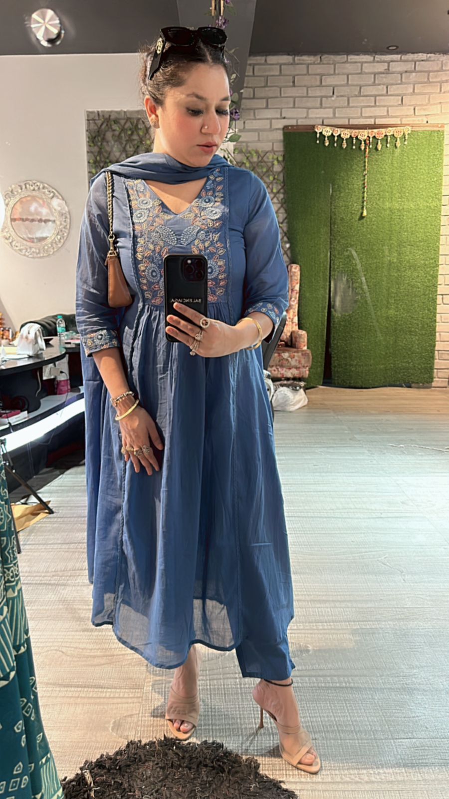 Nila Emb flower Anarkali
