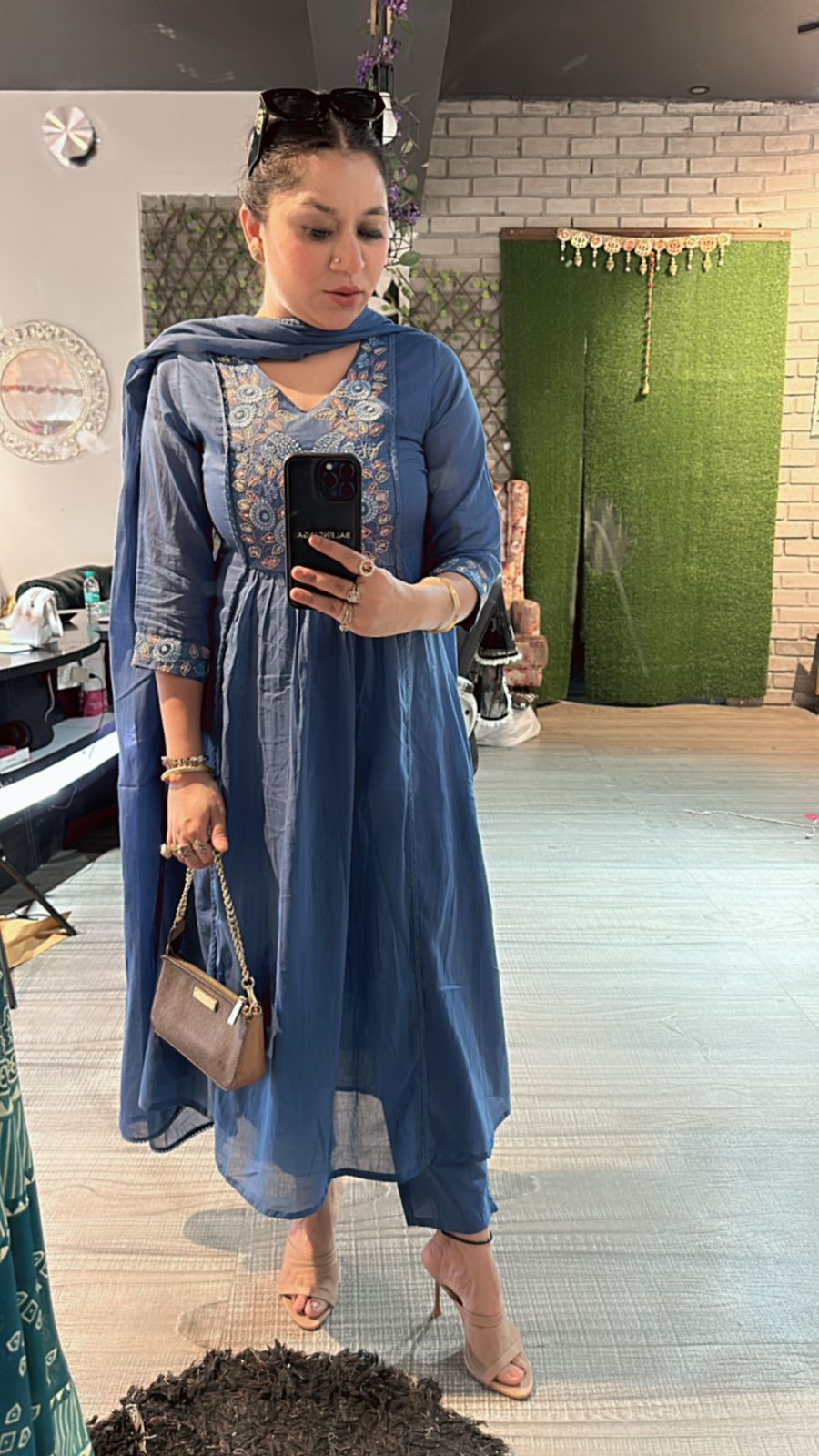 Nila Emb flower Anarkali