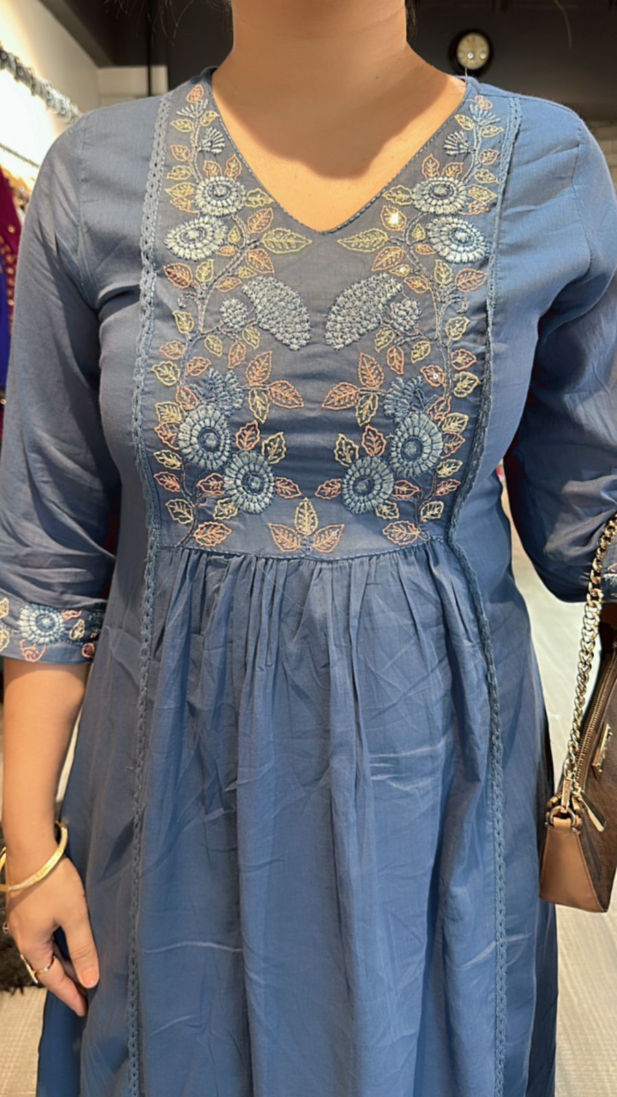 Nila Emb flower Anarkali