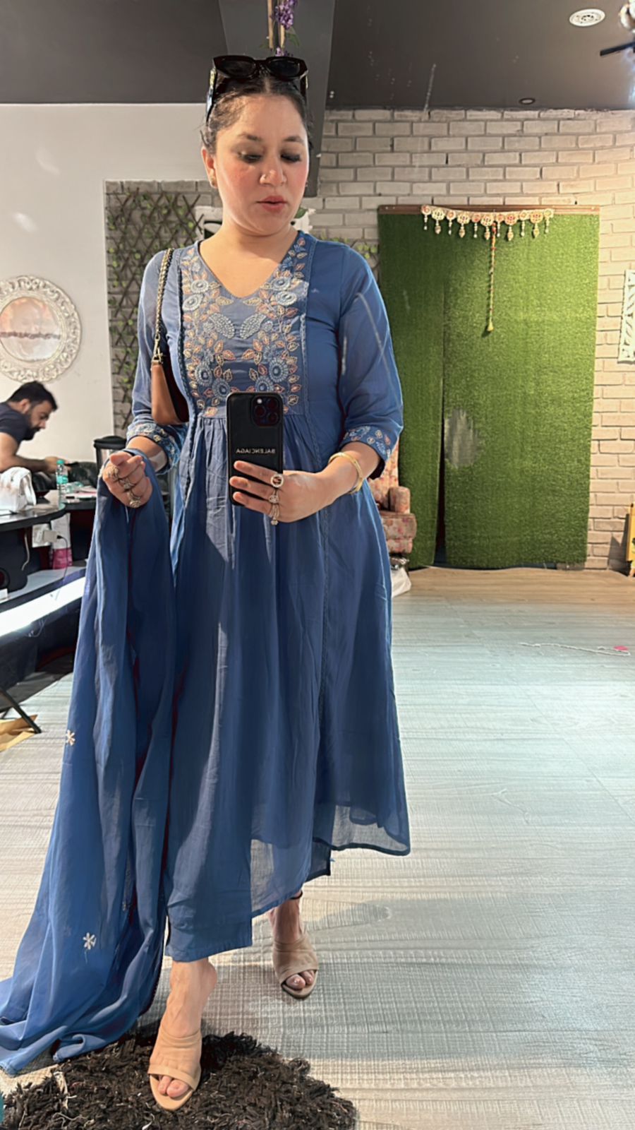 Nila Emb flower Anarkali