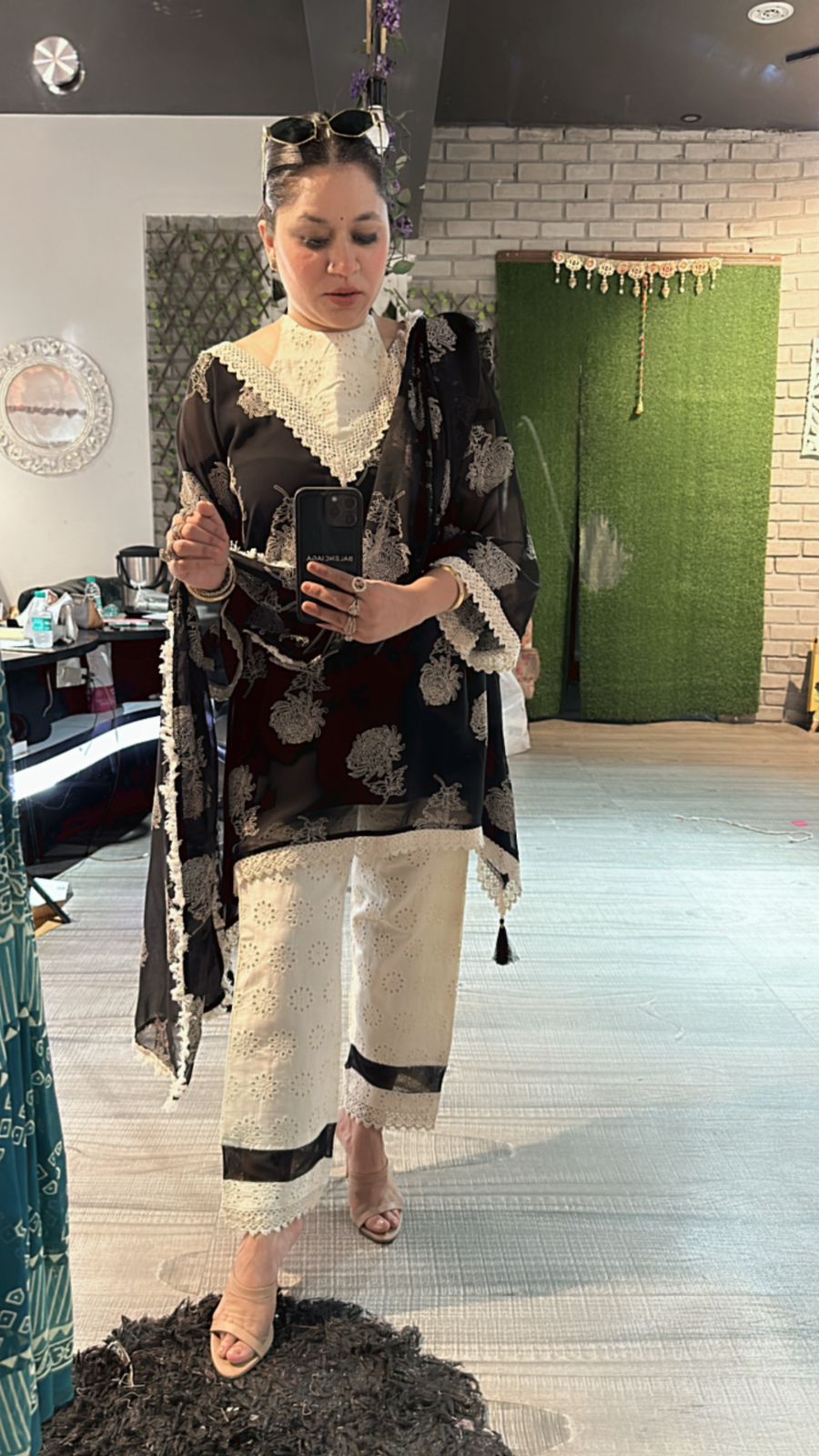 Carbon printed Black white suit