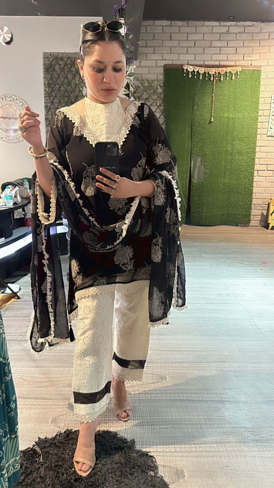 Carbon printed Black white suit