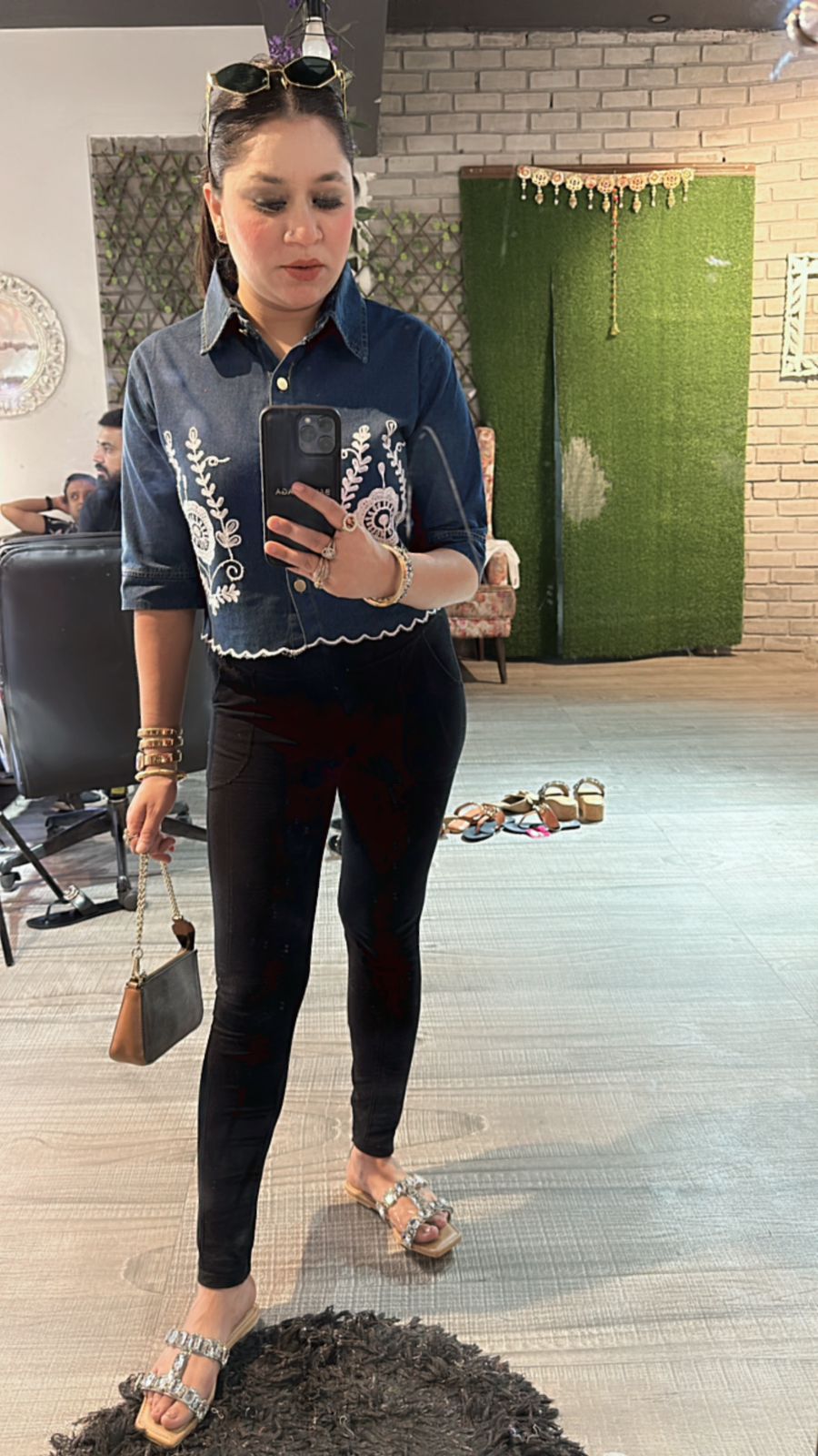 Short Embroidered Denim shirt