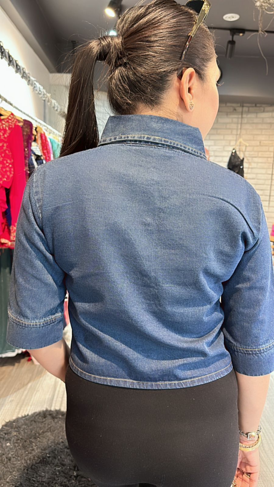 Short Embroidered Denim shirt