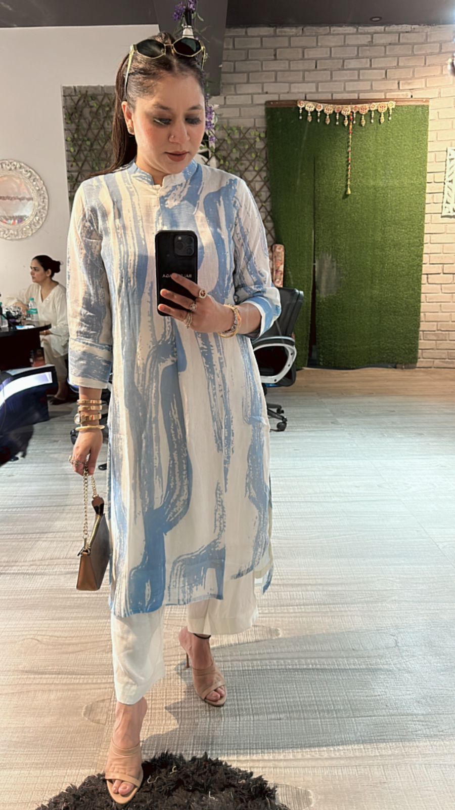 Matte high low kurta set